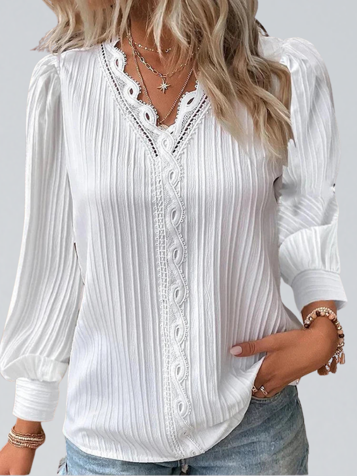 Emma | Blouse with Lace Details in Chiffon