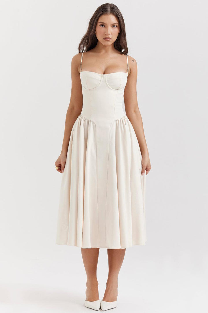 VALENTE® | Twill Corset Midi Dress