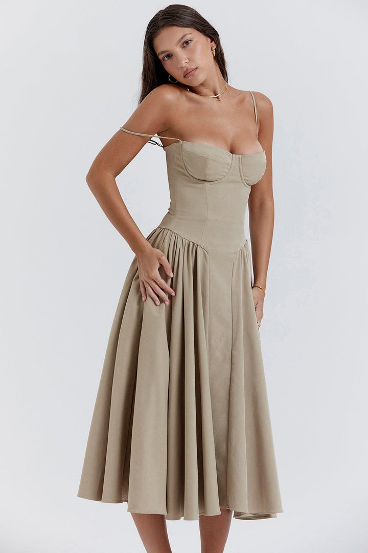 VALENTE® | Twill Corset Midi Dress