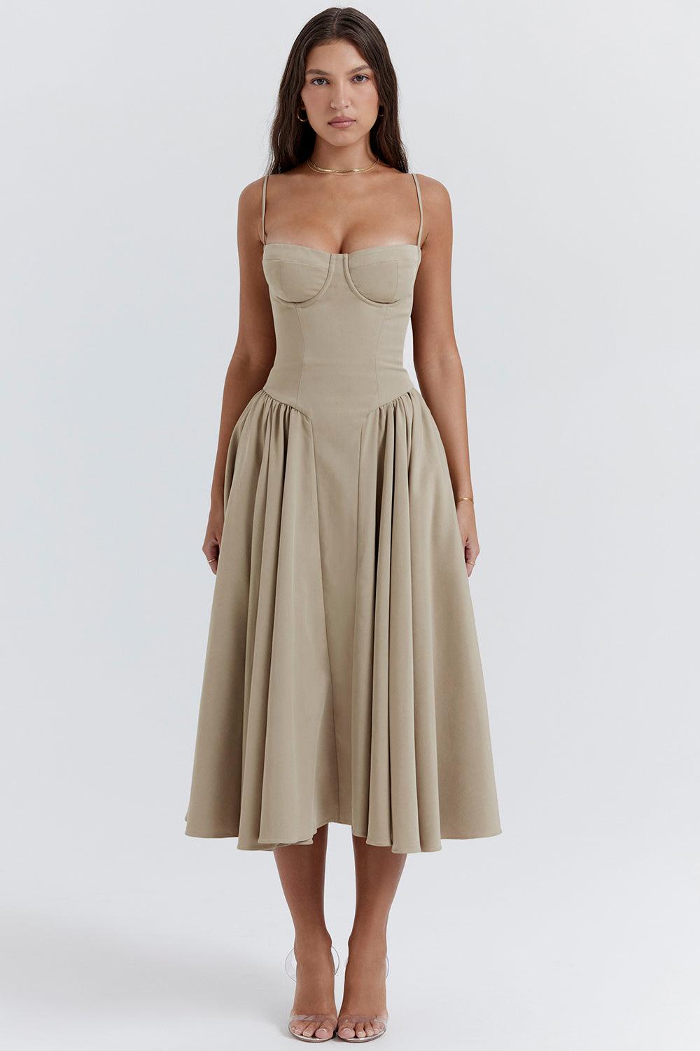 VALENTE® | Twill Corset Midi Dress