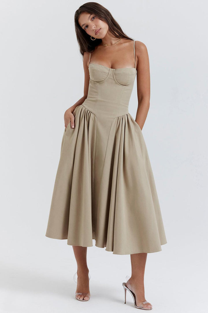 VALENTE® | Twill Corset Midi Dress