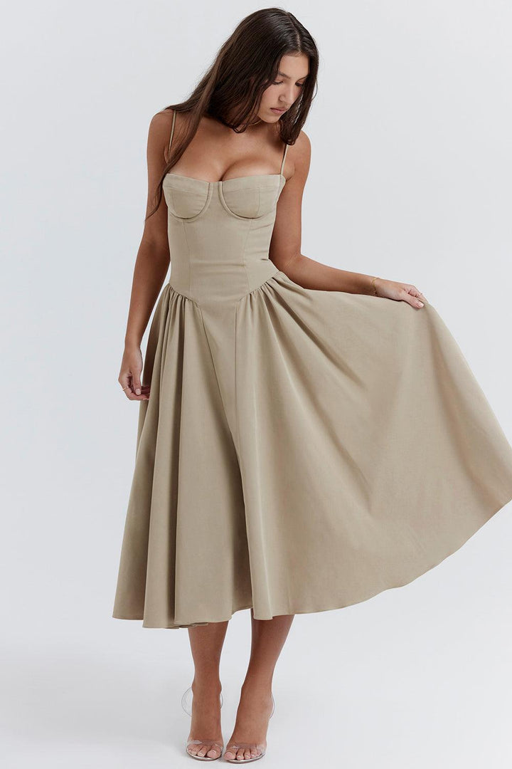 VALENTE® | Twill Corset Midi Dress