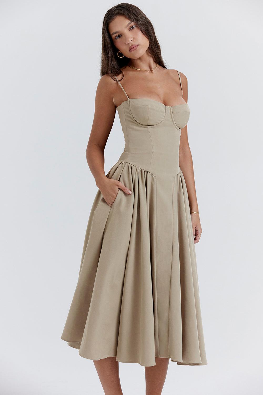 VALENTE® | Twill Corset Midi Dress