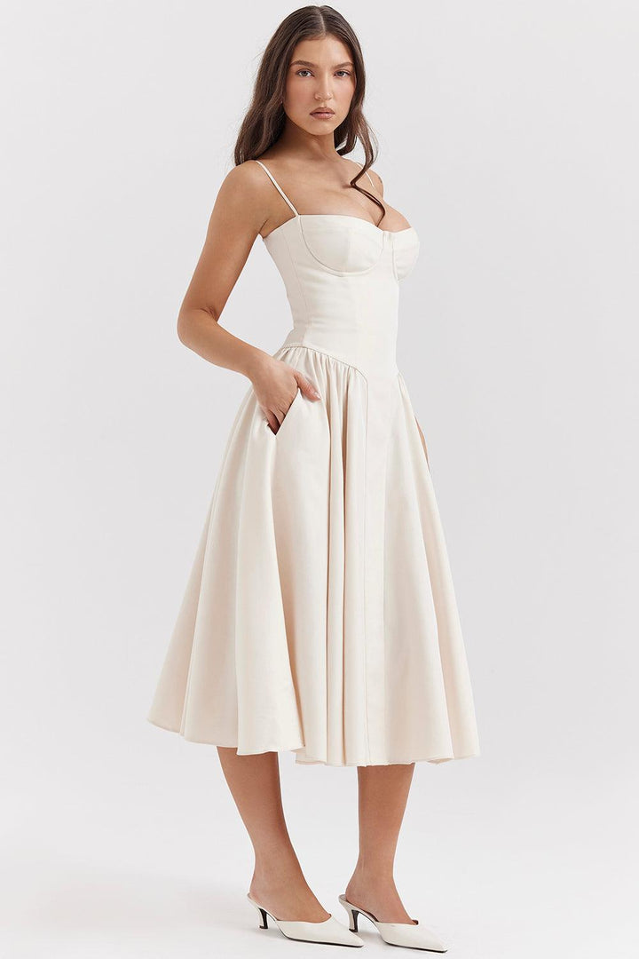 VALENTE® | Twill Corset Midi Dress