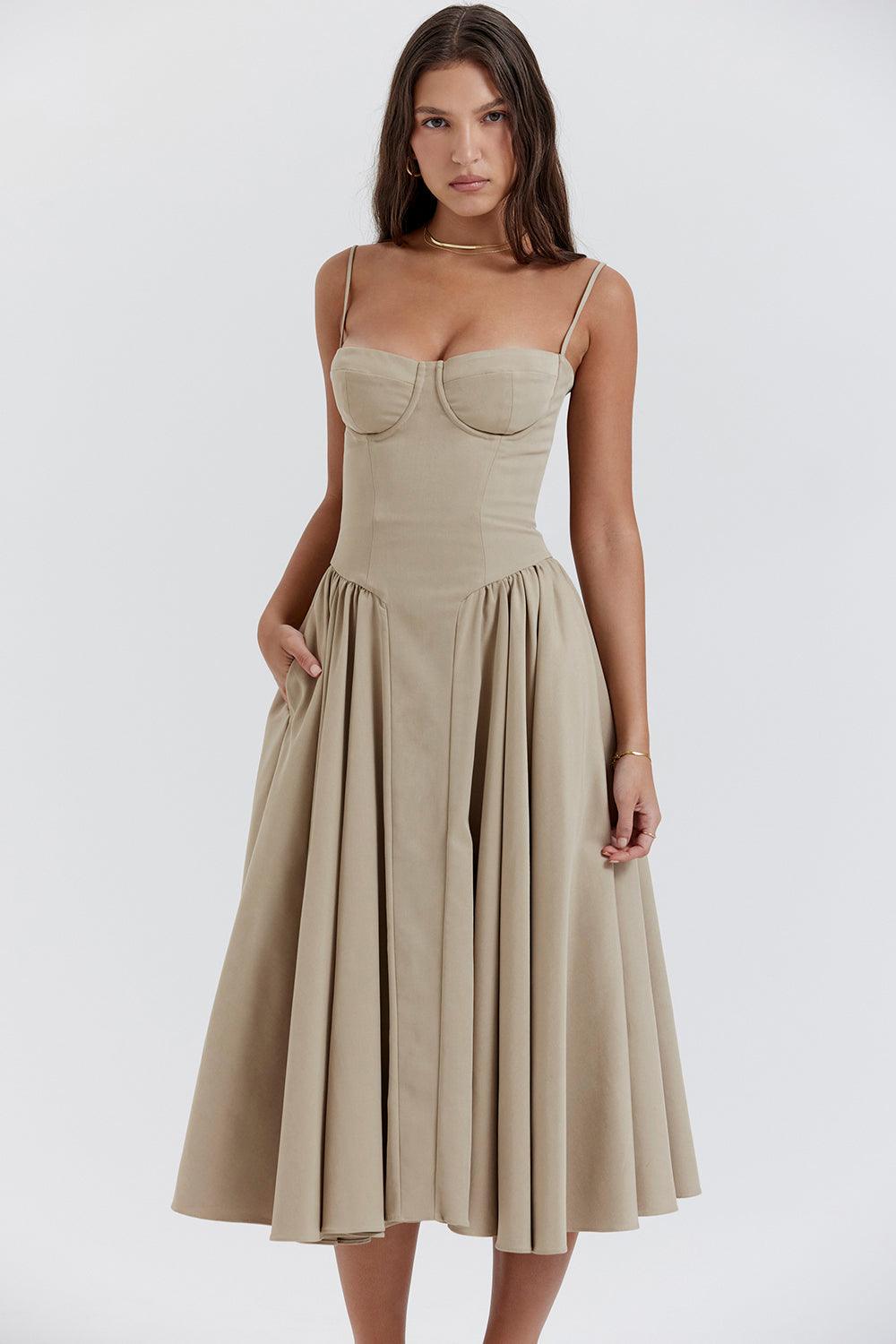 VALENTE® | Twill Corset Midi Dress