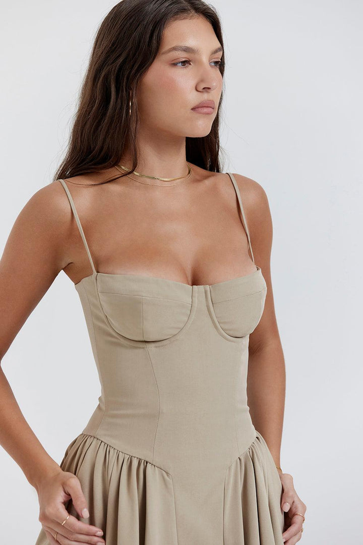 VALENTE® | Twill Corset Midi Dress